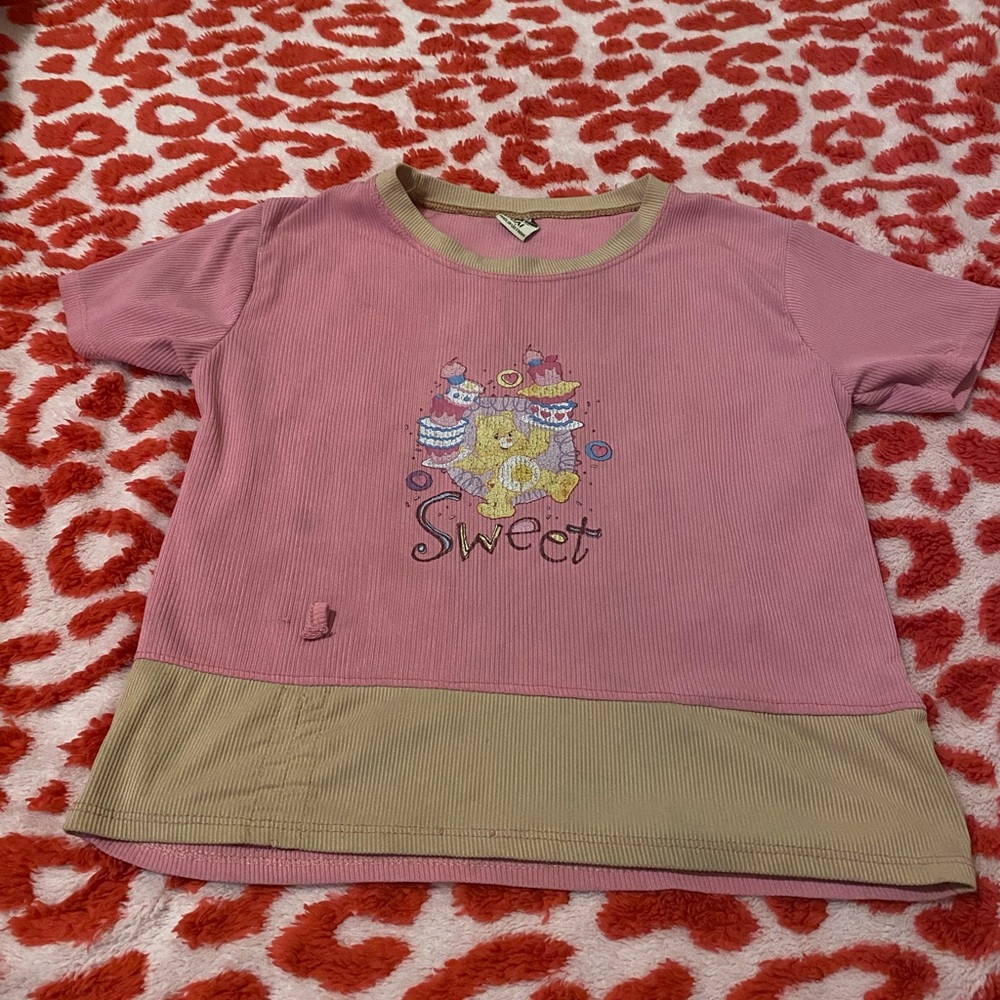 Sweet Care Bare  Pink and Tan  Shirt